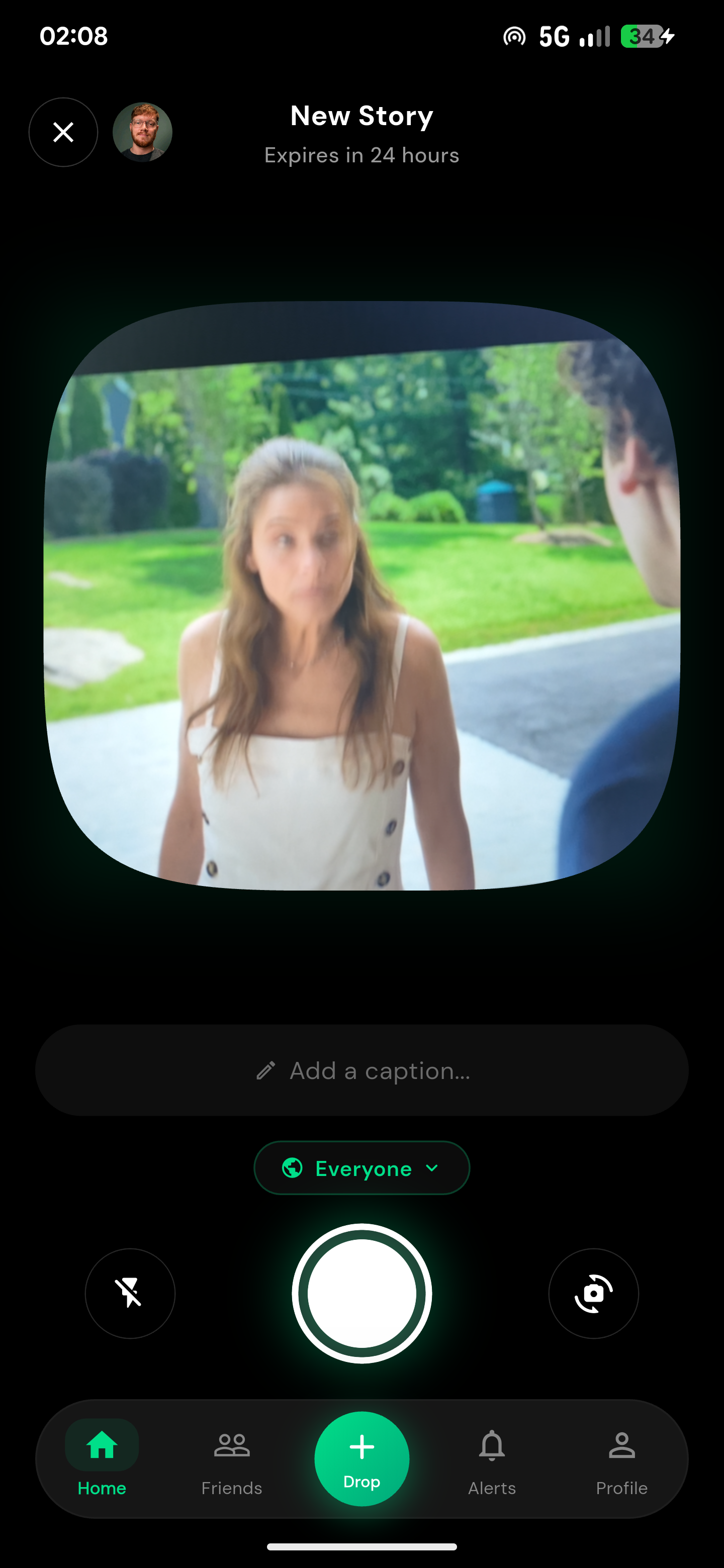 Drop app capturing a moment with the camera